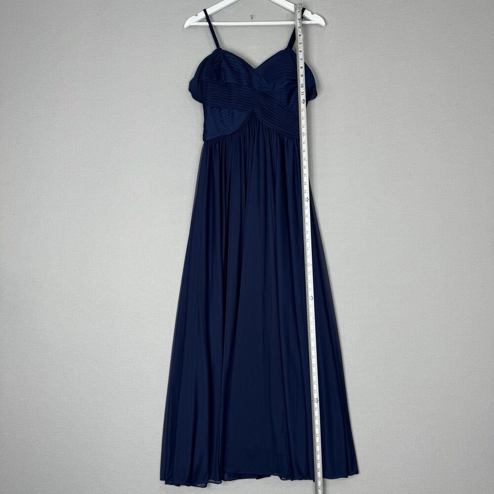 Alex Evenings Womens Dress 6 Blue Mesh Gown Bow Back Formal Bridesmaid Wedding - Picture 7 of 15
